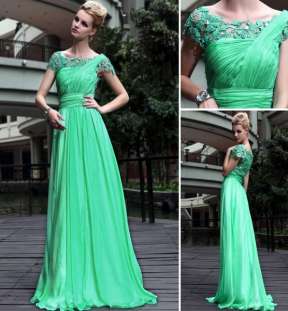 Elegant Green Lace Prom Gowns #30551 image