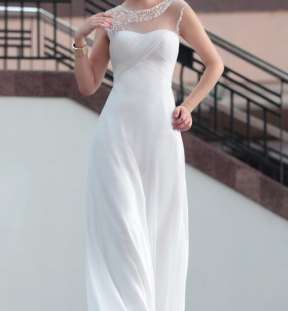 Lace Floor Length Sexy White semi formal dress #30626 image