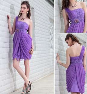 Purple Cowl Drape Evening Dress #82667 image