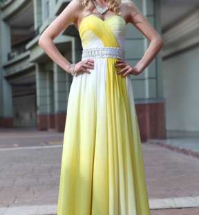 A-line Gradient Yellow Strapless Quinceanera Dress 30592 image