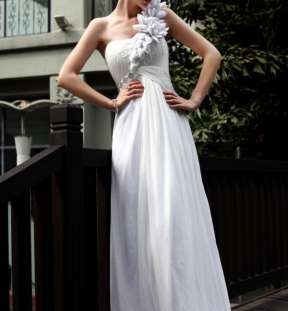 A-line One Shoulder white wedding dresses 30597 image