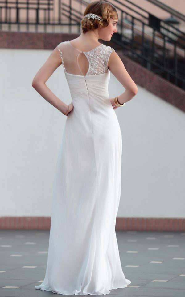 Lace Floor Length Sexy White semi formal dress #30626
